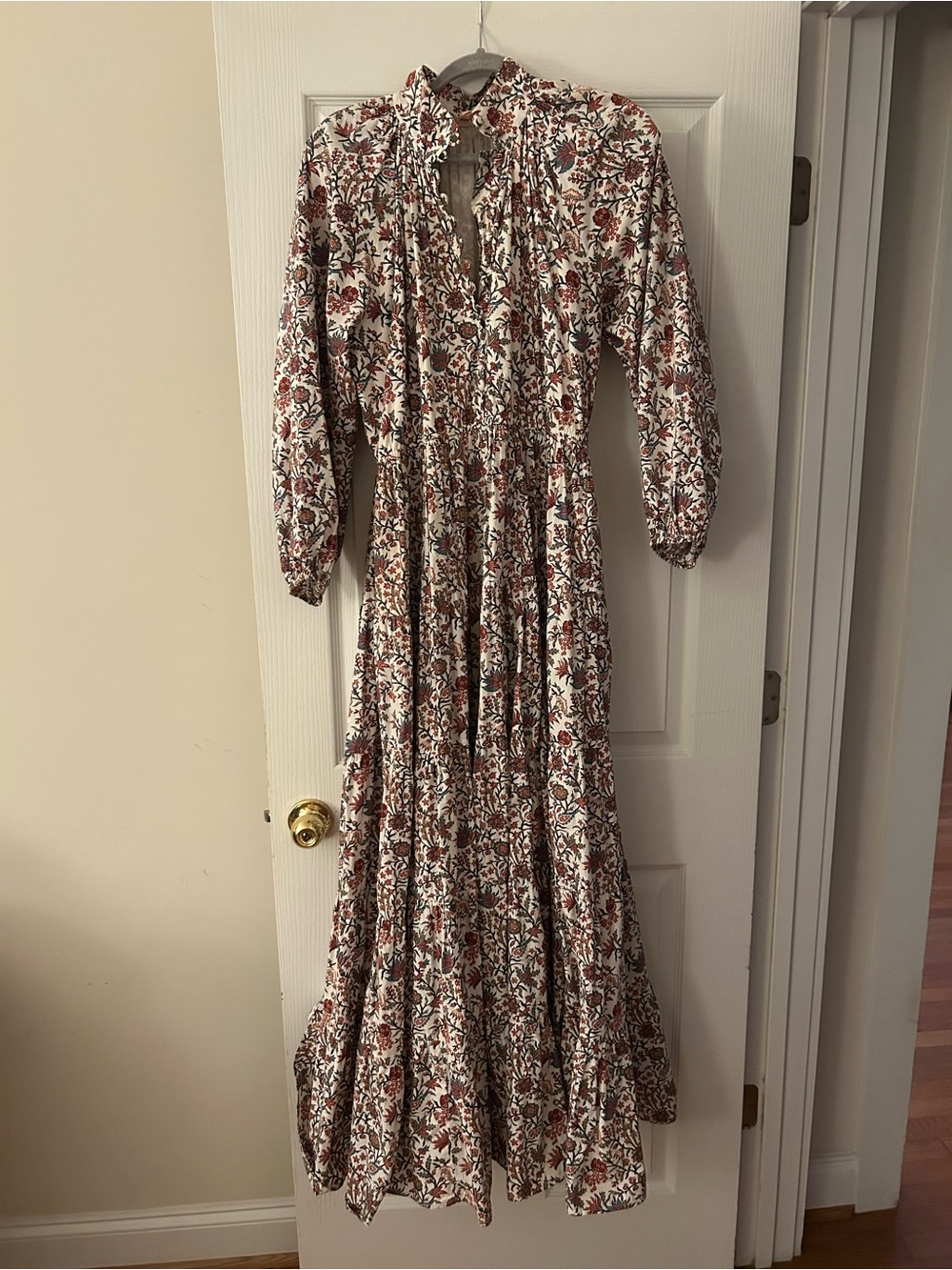 Seraphine Cream Maxi Dress with Rust Floral Print